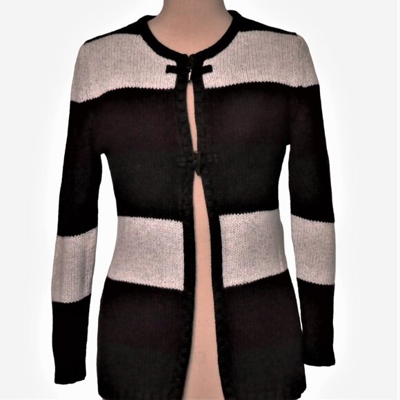 Juliane Multi Color Rugby Stripe Cotton Blend Cardigan S… - Picture 1 of 10